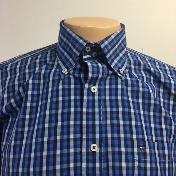 Tommy Hilfiger Blue Plaid Button Front L/S - Picture 1 of 5